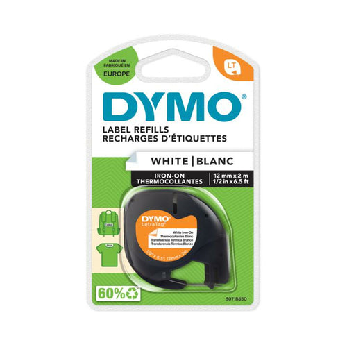DYMO Textilband – 12 mm × 2 m, weiss, schwarz, LetraTag