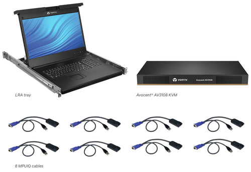 Vertiv Avocent LRA185KMM8D-001 – 19" Rack-LCD-Konsole – 1366 × 768, 8-Port VGA KVM, USB 2.0, 1U