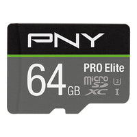 PNY PRO Elite PSDU64GV3 microSDXC 64 GB – UHS-I, Klasse 10, U3, A1, 100/90 MB/s, inkl. SD-Adapter