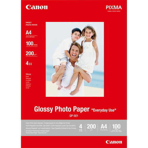 Canon Fotopapier – glänzend, A4, 200 g/m², 100 Blatt – für Inkjetdrucker