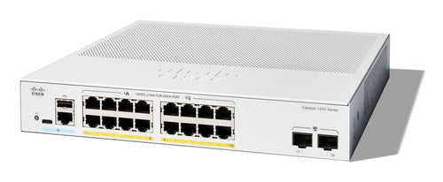 Cisco Catalyst 1200 16p – Managed L2 Switch – 16× 1G, 2× SFP, PoE+, PoE-Budget 120 W, 19"