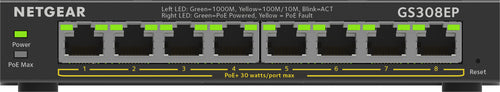 NETGEAR GS308EP – Managed Switch – 8×GbE, L2/L3, PoE+