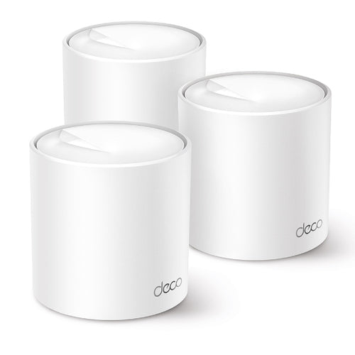 TP-Link AX3000 Mesh-Set (3er) – Wi-Fi 6 (AX3000), Dual-Band (2,4/5 GHz), bis 2,976 Gbit/s, je 3× LAN