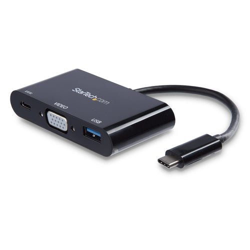 StarTech.com USB-C Adapter zu VGA – 2048 × 1280, 1× USB-A, PD 60 W, USB 3.2 Gen 1 (5 Gbit/s), 14 cm, Schwarz