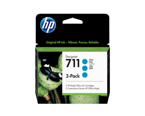 HP Tintenpatronen-Multipack 711, cyan, 3er-Pack – für Tintenstrahldrucker/Multifunktionsgeräte