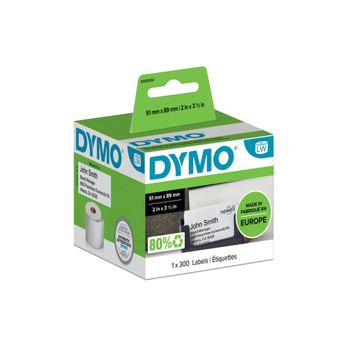 DYMO Endlos-Kartonschilder, 89 mm × 51 mm, weiss, Papier, nicht klebend, für LabelWriter-Modelle und andere