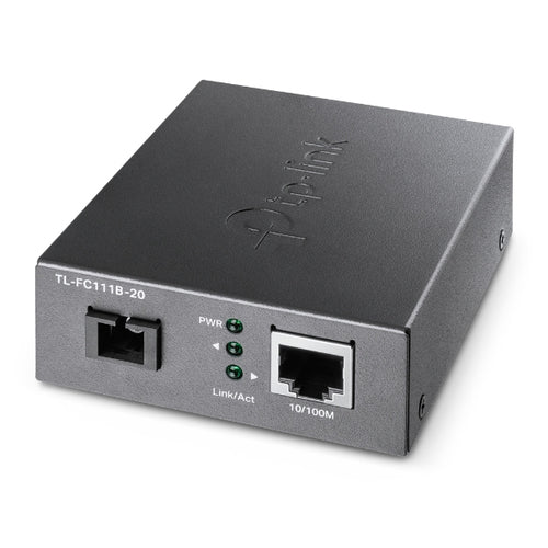 TP-Link FC111B-20 – Medienkonverter – 10/100 Mbit/s, 1×RJ45, 1×SC, Singlemode, 20 km, Schwarz