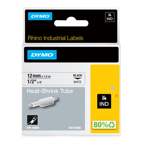 DYMO Schriftband – 12 mm × 1,5 m, weiss, schwarz – für DYMO Rhino: 3000, 4200, 5000 und weitere