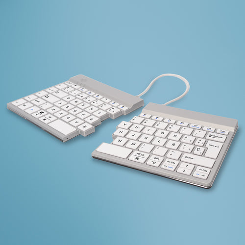 R-Go Tools Split Break – Tastatur, kabellos (Bluetooth), ES-Layout (ES), ergonomisch, Weiss