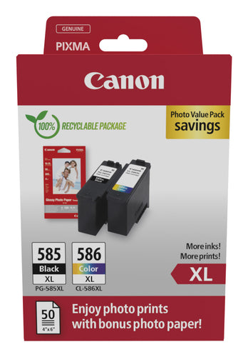 Canon Tintenpatronen-Multipack 585XL/586XL Photo Cube, mit Fotopapier 100 × 150 mm (50 Blatt) – für Inkjet