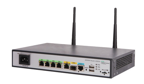 HPE MSR954-W – Wi-Fi 4 Router, 2,4 GHz, 4× 1GbE, USB 2.0, Grau
