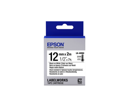 Epson Schriftband – 12 mm × 2 m, weiss, schwarz – LK-4WBH