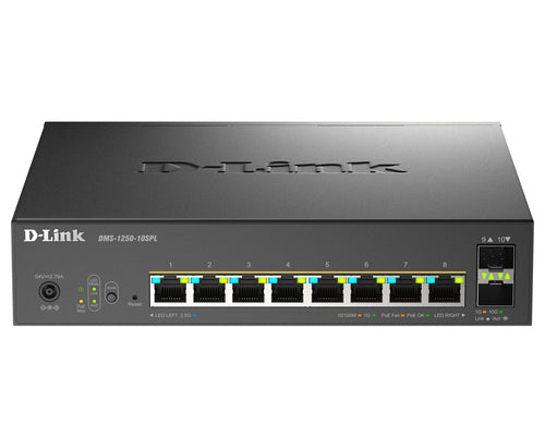 D-Link DMS-1250-10SPL/E – Managed Switch – 8×2.5G, 2×SFP+, L2, PoE++ 120 W, 1U