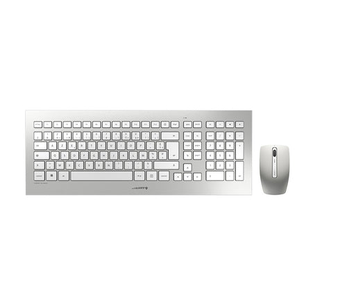 CHERRY Tastatur, kabellos (2,4 GHz), FR-Layout (FR), Fullsize (mit Ziffernblock), Silber, Weiss