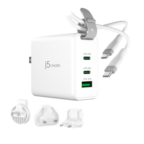 j5create Ladegerät – 65 W, 3× USB-C, GaN
