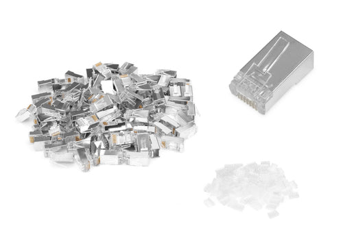 Digitus Modularstecker Cat6, RJ-45, 100er-Pack, gerade, Goldkontakte, Polycarbonat – transparent/silber