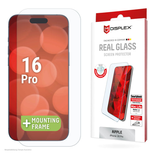 Displex Displayschutz (Panzerglas), 10H – für iPhone 16 Pro – mit Applikator