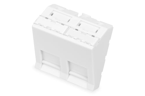 Digitus Keystone-Modul RJ45 Frontplatte, 2-Port, abgewinkelt, 45×45×38,6 mm – für Rahmen DN-93802-5-SH – Weiss