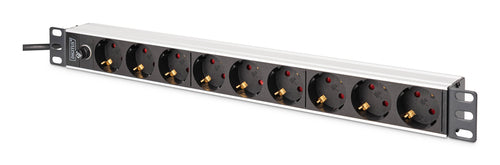 Digitus DN-95437 Rack-PDU – 1U, horizontal/vertikal, 9× Schuko (Typ F), IEC C14, 250 V/16 A, 2 m