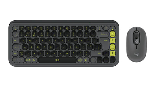 Logitech POP Icon Combo – Tastatur-Maus-Set – Mini – Schere – Bluetooth – QWERTY (UK-INT) – Graphit/Grün