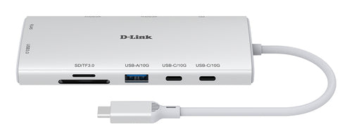 D-Link DUP-A01 Multiport-Adapter – USB-C, 2× HDMI, 1× USB-A, 2× USB-C, 100 W PD, GbE, SD/microSD