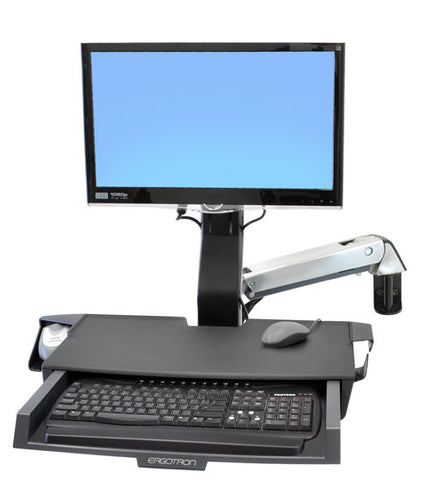 Ergotron SV Sit-Stand Combo Arm Arbeitsfläche – Monitorarm, Silber