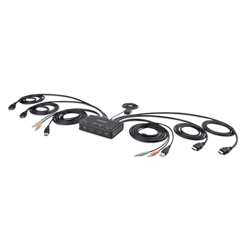 StarTech.com C2-DH46-UA2-CBL-KVM – 2-Port HDMI KVM-Switch, Dual-View – 4096 × 2160/60 Hz, USB 2.0-Hub, Audio