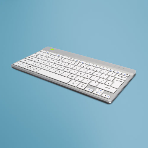 R-Go Tools Compact Break – Tastatur, kabellos (Bluetooth), UK-Layout (EN), ergonomisch, Weiss