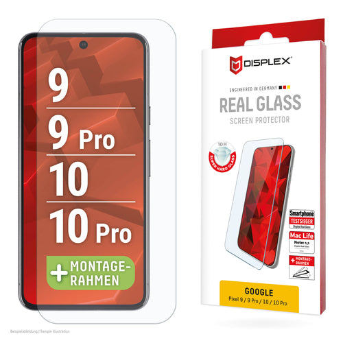 Displex Displayschutz (Panzerglas), 10H – für Pixel 9/9 Pro/10 u. a. – mit Applikator