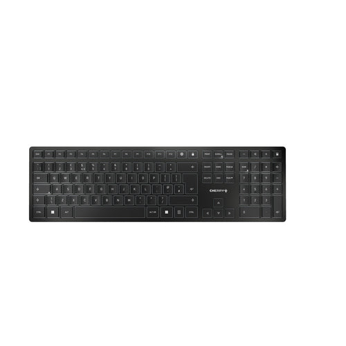 Cherry KW 9100 Slim – Tastatur, kabellos (Bluetooth/2,4 GHz), UK-Layout (EN), Fullsize (mit Ziffernblock)