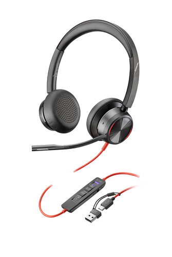Poly Blackwire 8225 Office-Headset – On-Ear, Stereo, Kabelgebunden, MS Teams zertifiziert, Schwarz
