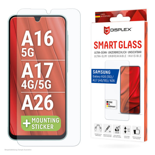 Displex Displayschutz (Hybrid-Glas), 9H – für Galaxy A26 – mit Applikator