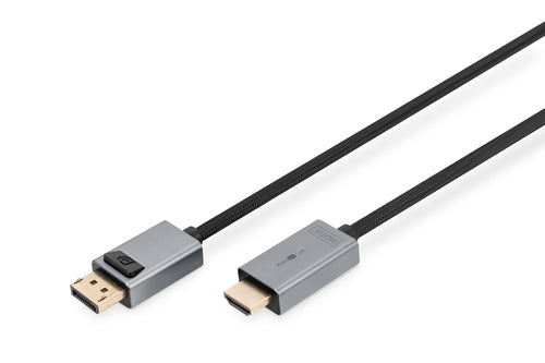 Digitus DisplayPort (Stecker) auf HDMI (Stecker) Adapter, DP 1.2, HDMI 2.0, 1080p@30 Hz, 1,8 m