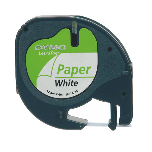 DYMO Schriftband – 12 mm × 4 m, weiss, schwarz, LetraTag