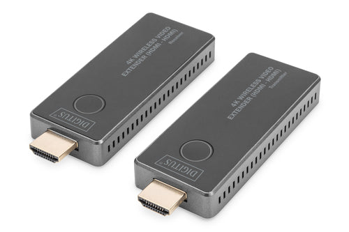 Digitus HDMI-Extender-Set – 4K UHD, kabellos, HDMI 2.0, 30 m – Schwarz/Silber, 2er-Set