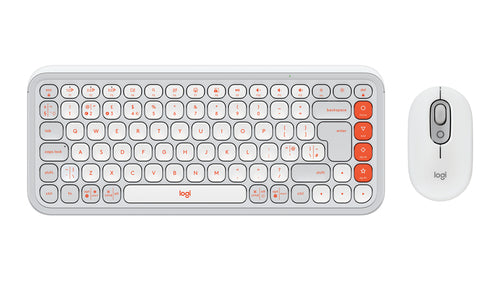 Logitech POP Icon Combo – Tastatur-Maus-Set – Mini – Schere – Bluetooth – QWERTY (UK-INT) – Orange/Weiss