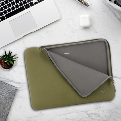 Mobilis Notebook-Tasche für Notebooks bis 14,2" – Neopren, kratz- und schockresistent – Khaki/Grau