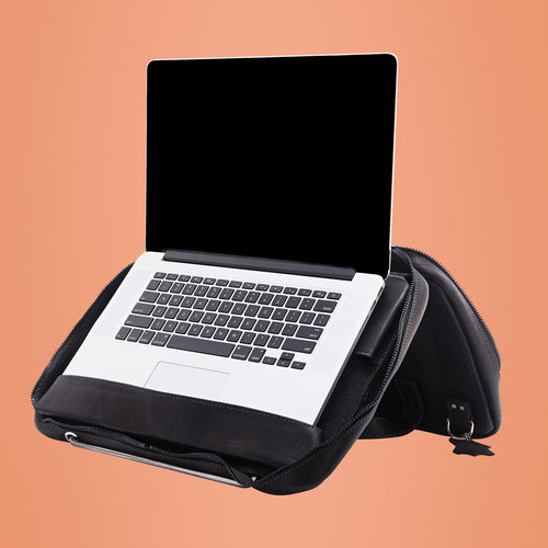 R-Go Tools Viva Notebook-Tasche bis 15,6" – Vollnarbenleder, integrierter Ständer – Braun