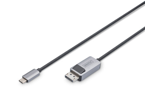 Digitus USB-C auf DisplayPort Adapter, DP 1.4 (HBR3), 8K@30 Hz, 2 m, Aluminiumgehäuse, Schwarz