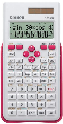Canon Taschenrechner F-715SG – 12-stellig, 2-zeiliges LCD, Solar + Batterie, Pink, 80×165×15 mm