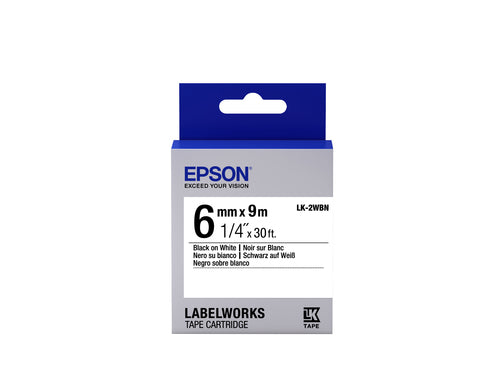 Epson Schriftband – Weiss, Schwarz, STD – LK-2WBN