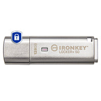 Kingston Technology Kingston IronKey Locker+50 USB-Stick – 128 GB, USB 3.2, 256-Bit AES-Verschlüsselung