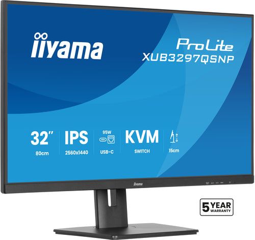iiyama ProLite XUB3297QSNP-B1 – Monitor, 32" 2560 × 1440 (WQHD), IPS, 350 cd/m²