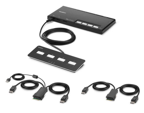 Belkin PP4.0 – KVM-Switch, DisplayPort (Dual-Head), modular, mit Fernbedienung