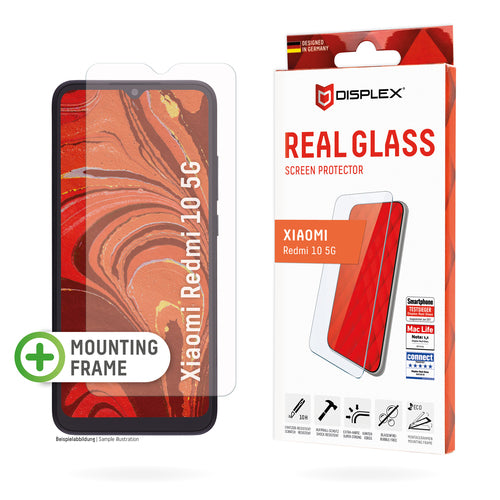 Displex Displayschutz (Panzerglas), 10H – für Redmi 10 5G – mit Applikator
