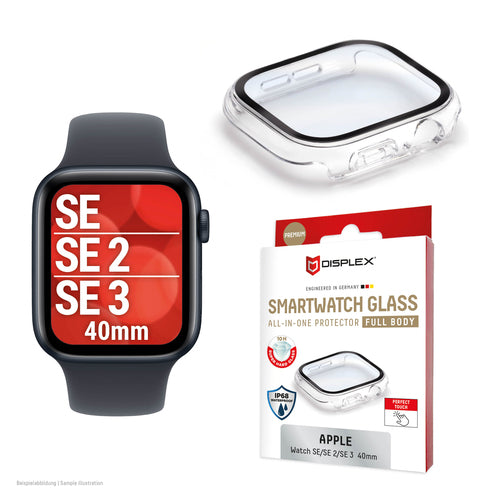 Displex Displayschutz (Panzerglas), Full Body – für Apple Watch SE3/SE2/SE 40 mm