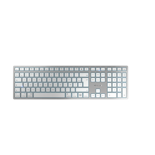 CHERRY KW 9100 Slim – Tastatur, kabellos (Bluetooth), FR-Layout (FR), Silber – für macOS