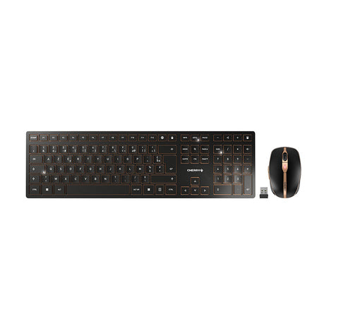 CHERRY Desktop DW 9100 SLIM – Tastatur, kabellos (Bluetooth/2,4 GHz), FR-Layout (FR), aufladbar