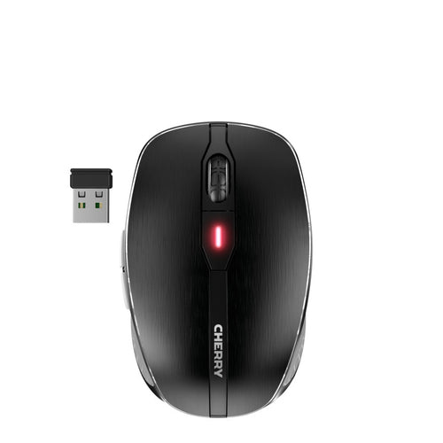 CHERRY MW 8C ADVANCED Maus – kabellos, USB-C, 3'000 dpi, 6 Tasten, beidhändig, wiederaufladbar, schwarz/grau