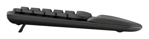 Logitech Wave Keys Ergonomisch – Tastatur, Kabellos (Bluetooth/2,4 GHz), US-Layout (EN), Ergonomisch, Grau